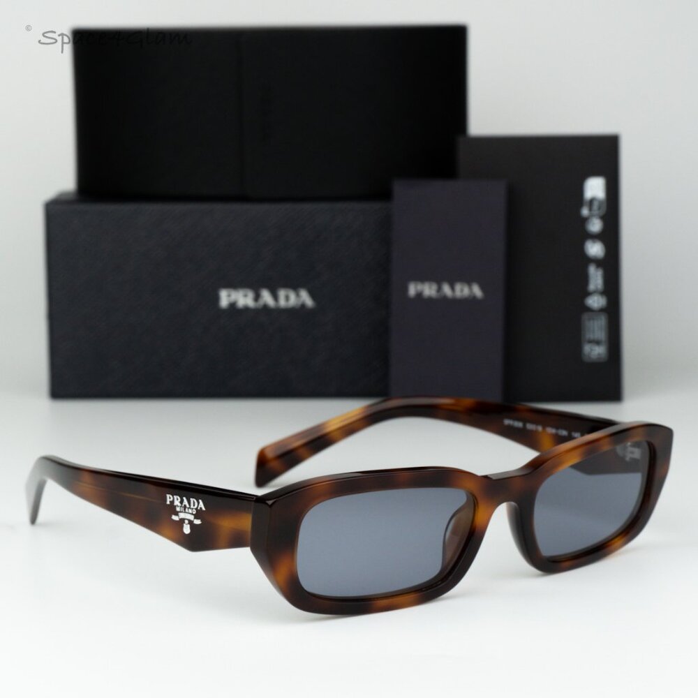 Prada Women Sunglasses Havana Grey Rectangle PRB06S 15W03N NEW AUTHENTIC